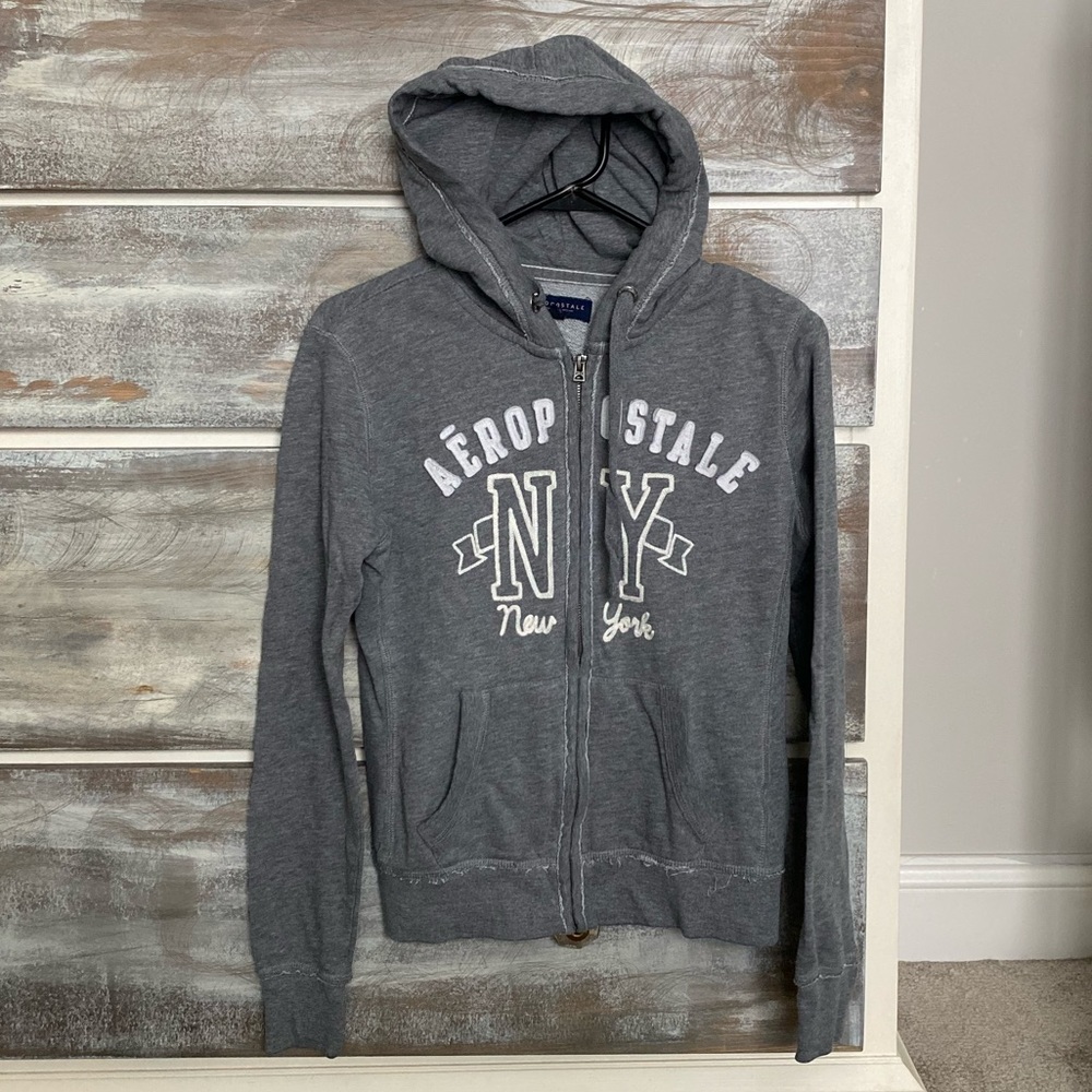 Aero Gray Distressed Edge Hoodie